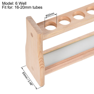 Harfington Uxcell Wooden Test Tube Holder Rack 6 Wells for 25ml Centrifuge Tubes