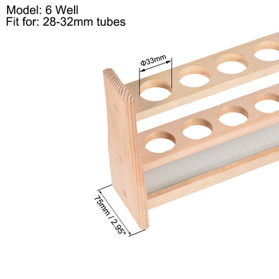 Harfington Uxcell Wooden Test Tube Holder Rack 6 Wells for 100ml Centrifuge Tubes