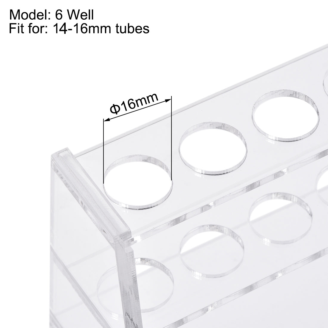 Uxcell Uxcell Acrylic Test Tube Holder Rack 6 Wells for 10ml Centrifuge Tubes Clear 2Pcs
