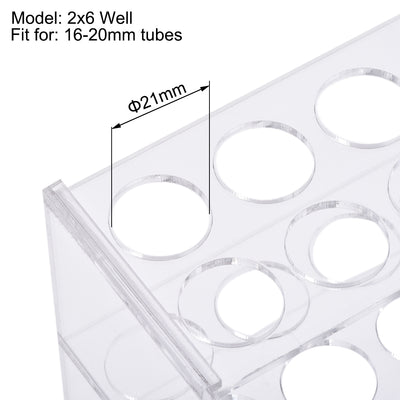 Harfington Uxcell Acrylic Test Tube Holder Rack 2x6 Wells for 25ml Centrifuge Tubes Clear