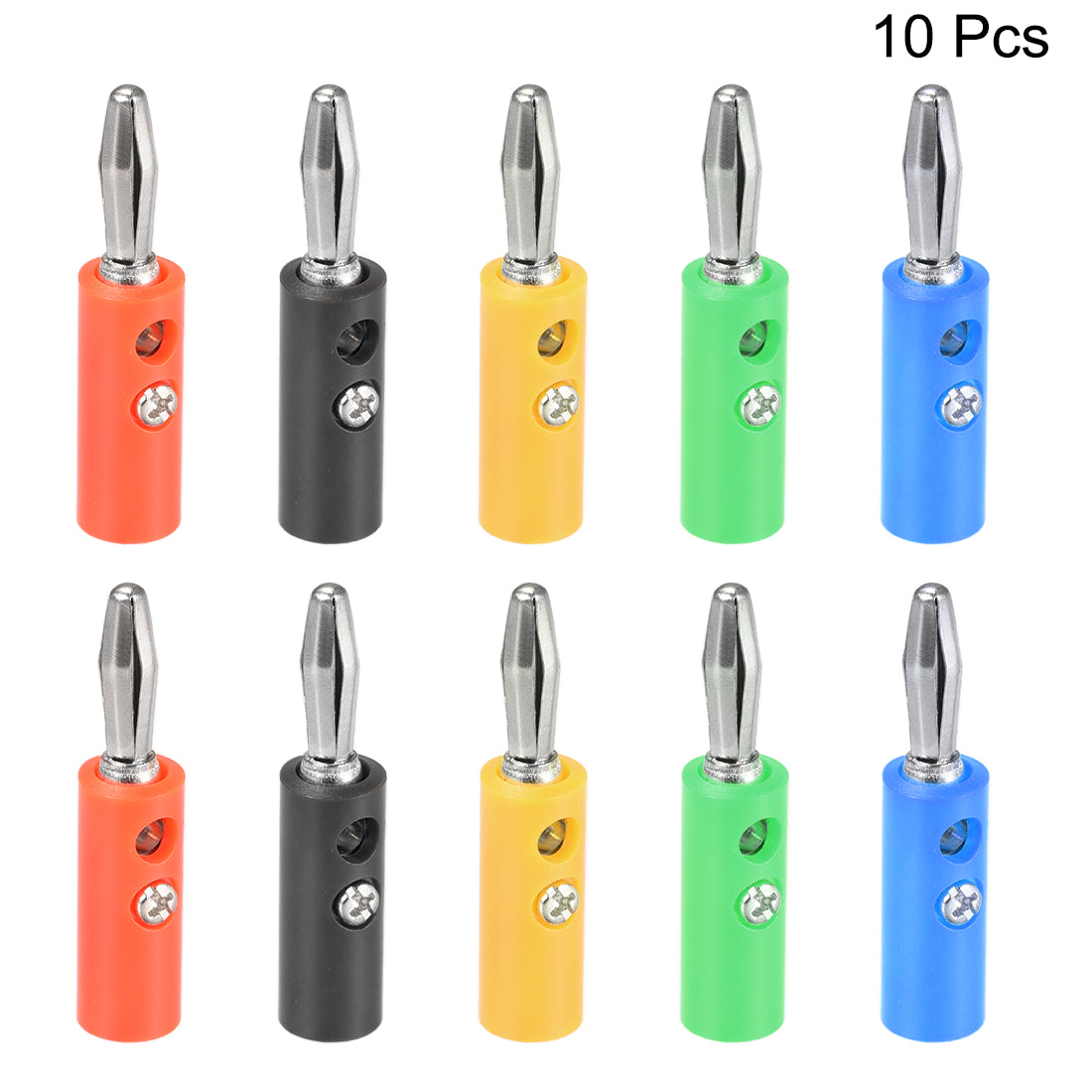 uxcell Uxcell 4mm Banana Speaker Wire Cable Screw Plugs Connectors  5-Colors 10pcs Jack Connector