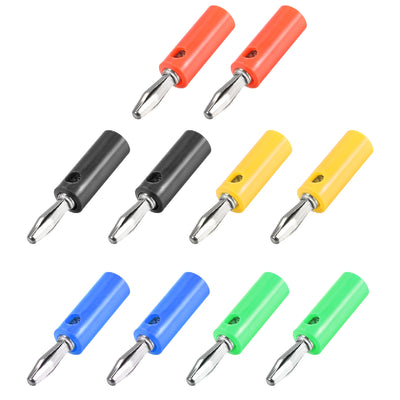 Harfington Uxcell 4mm Banana Speaker Wire Cable Screw Plugs Connectors  5-Colors 10pcs Jack Connector