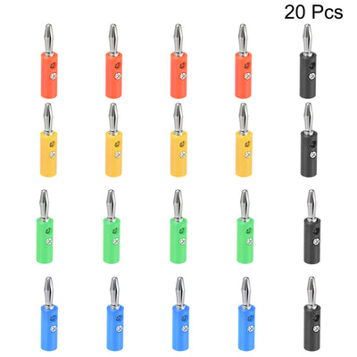 Harfington Uxcell 4mm Banana Speaker Wire Cable Screw Plugs Connectors  5-Colors 20pcs Jack Connector
