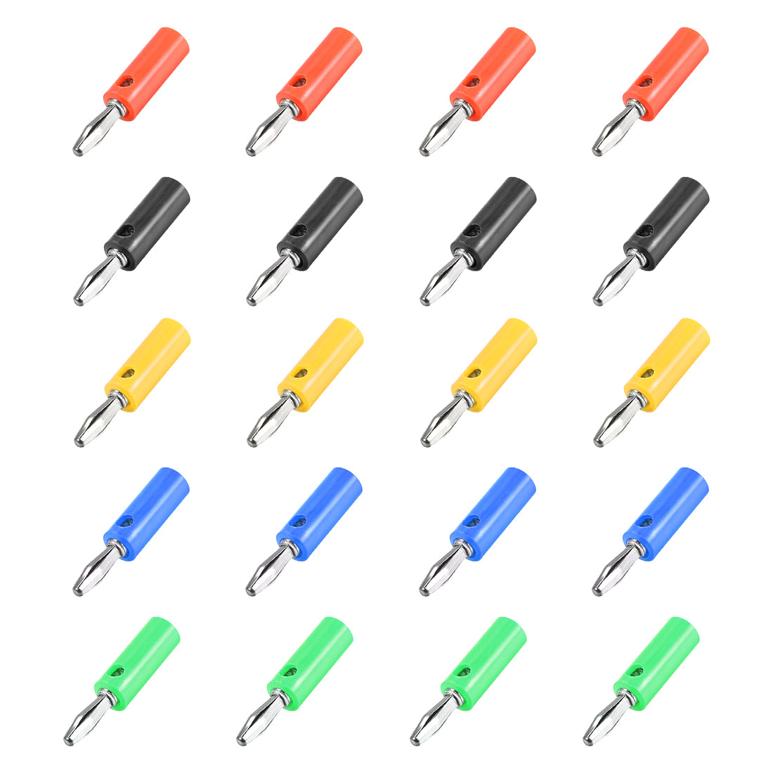 uxcell Uxcell 4mm Banana Speaker Wire Cable Screw Plugs Connectors  5-Colors 20pcs Jack Connector