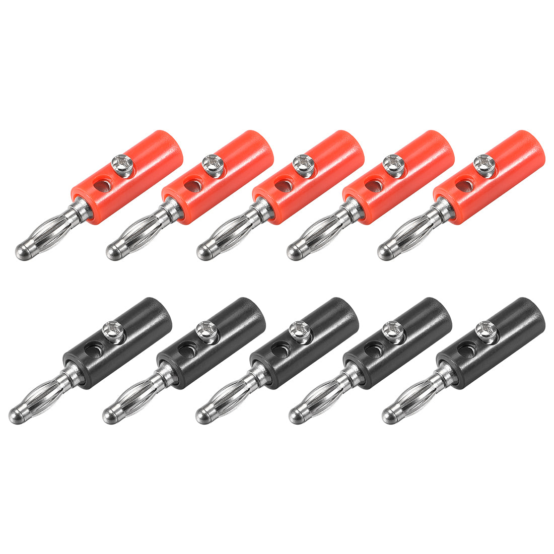 uxcell Uxcell 4mm Banana Speaker Wire Cable Screw Plugs Connectors 2 Colors 10pcs Jack Connector