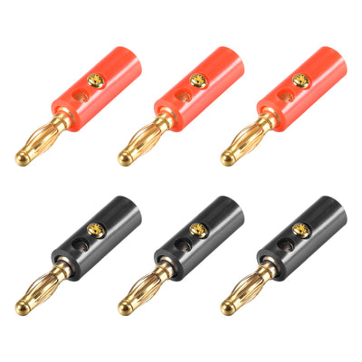 Harfington Uxcell 4mm Banana Speaker Wire Cable Screw Plugs Connectors 2 Colors 6pcs 10A Jack Connector