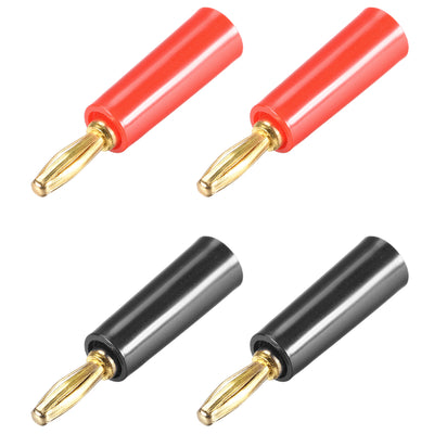 Harfington Uxcell 4mm Banana Speaker Plug Black Red  Cable Plugs Connectors Jack Connector 4pcs