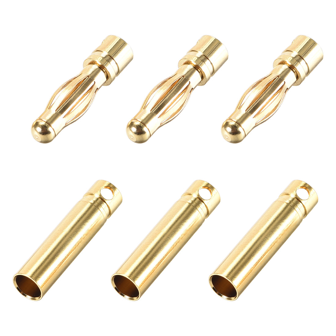 uxcell Uxcell 4mm Male and Female Banana Speaker Plug Cable Connectors Gold Tone Jack Connector 3 Pairs