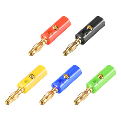 uxcell Uxcell 4mm Banana Speaker Wire Cable Screw Plugs Connectors 5 Colors 5pcs Jack Connector