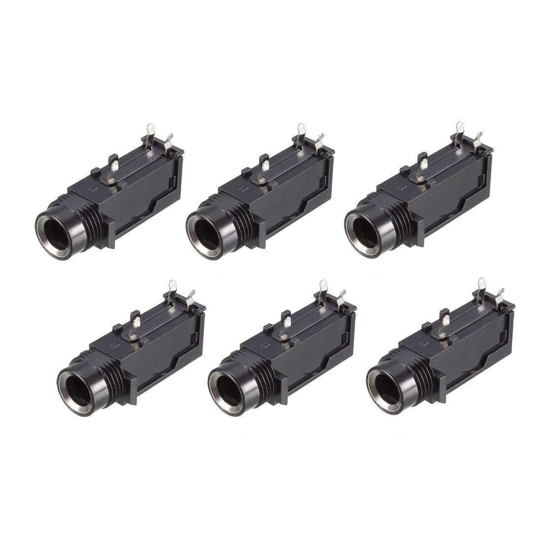 uxcell Uxcell PCB Mount 6.35mm 3 Pin Socket Headphone Stereo Jack Audio Video Connector Black 6Pcs