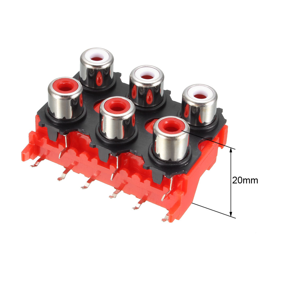 uxcell Uxcell PCB Panel Mount 6 RCA Socket Female Jack Audio Video AV Connector Red 9pins 3Pcs