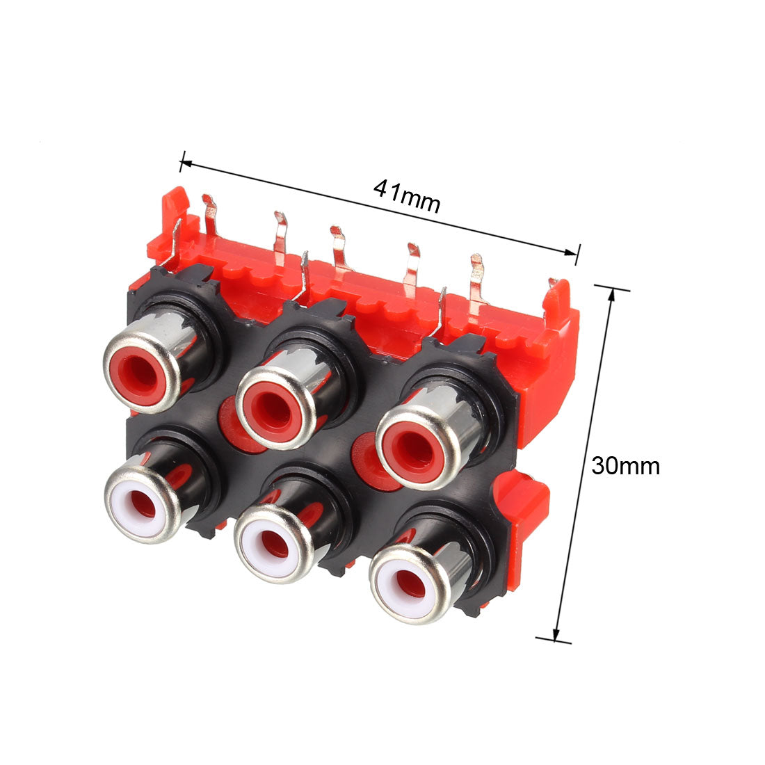 uxcell Uxcell PCB Panel Mount 6 RCA Socket Female Jack Audio Video AV Connector Red 9pins 5Pcs