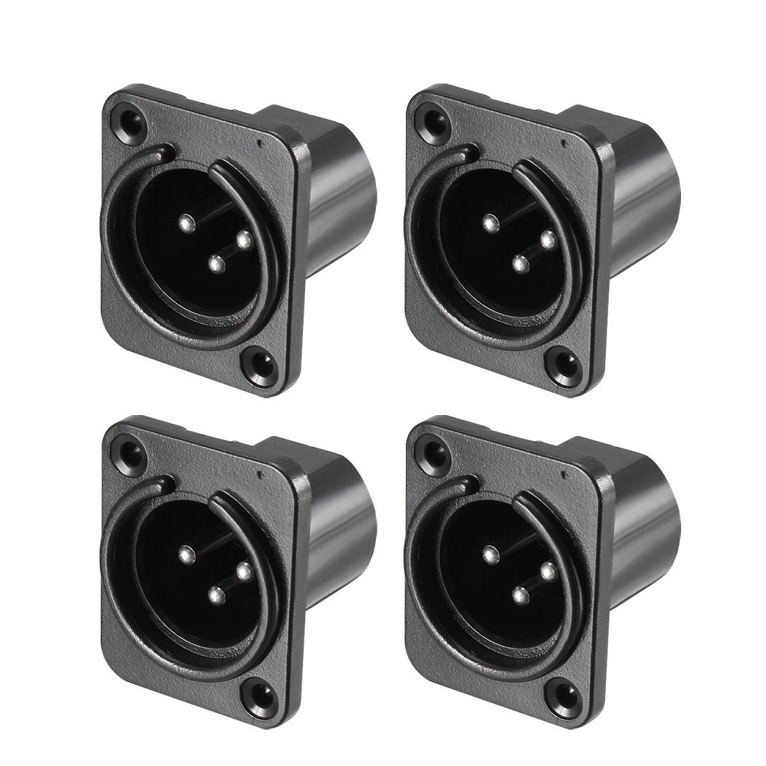 uxcell Uxcell YL3059 3-Pin XLR Male Jack Panel Mount For Microphone Connector Adapter Converter Audio Speaker Twist Lock 4Pcs