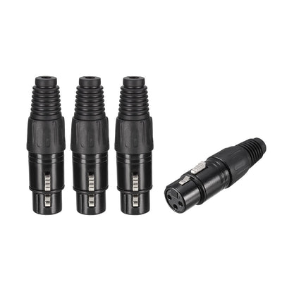Harfington Uxcell 3-Pin XLR Female Connector For Microphone Mic Cable Plug Connector Mic Audio Socket 4pcs YL3035