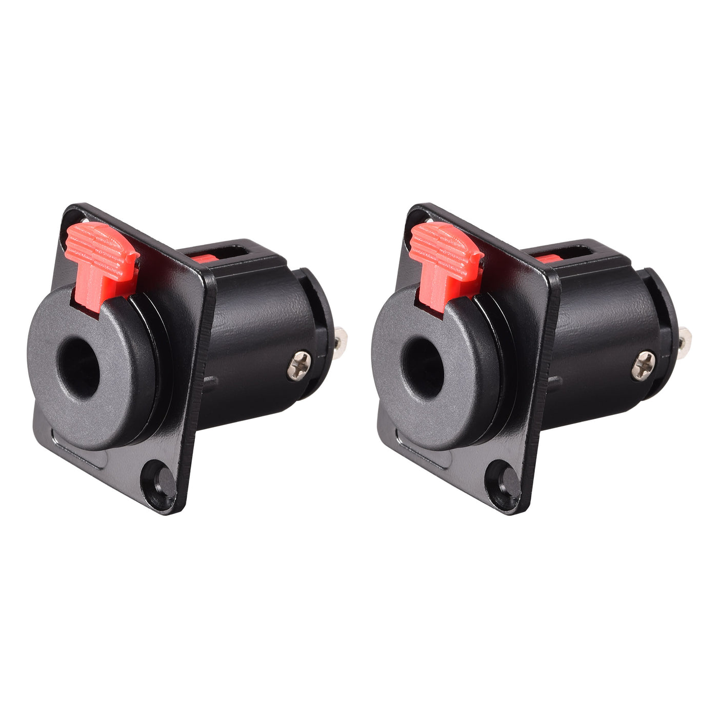 uxcell Uxcell 6.35mm 1/4 Inch Female Stereo TRS Audio Socket Jack Connector Panel/Chassis Mount - 6.35mm Stereo Socket Black 2pcs