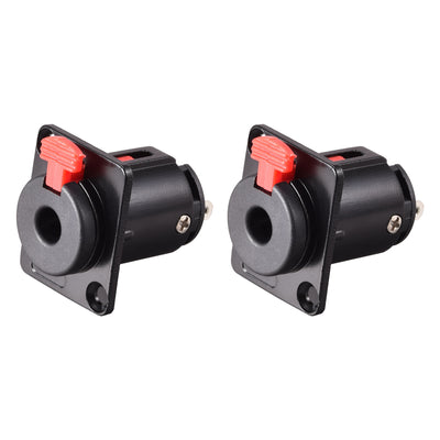 Harfington Uxcell 6.35mm 1/4 Inch Female Stereo TRS Audio Socket Jack Connector Panel/Chassis Mount - 6.35mm Stereo Socket Black 2pcs