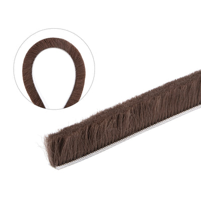 Harfington Uxcell Brush Weather Stripping,Adhesive Felt Door Seal Strip Pile Weatherstrip Door Sweep Brush for Door Window 590.6Inch L x 0.6Inch W(15000mm x 15mm)Brown