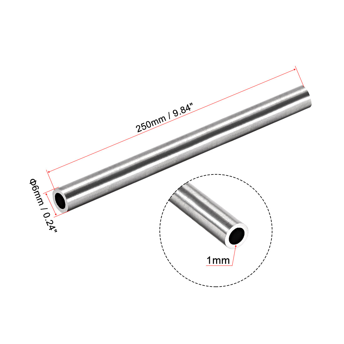 uxcell Uxcell 304 Stainless Steel Round Tubing Seamless Straight Tube