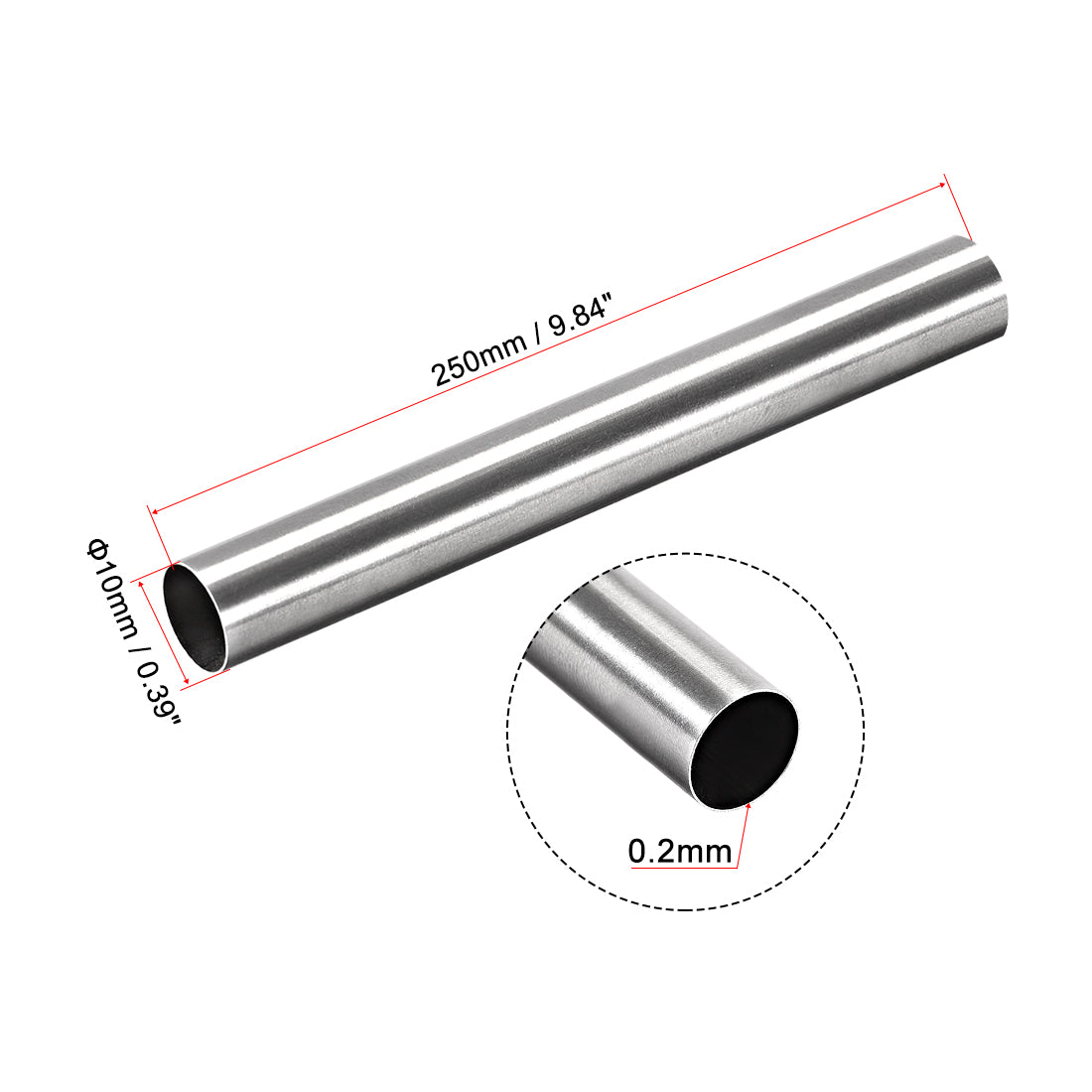uxcell Uxcell 304 Stainless Steel Round Tubing Straight Pipes Tube