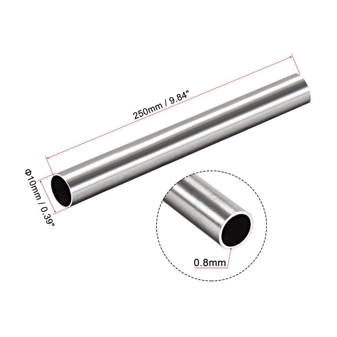 uxcell Uxcell 304 Stainless Steel Round Tubing Seamless Straight Tube