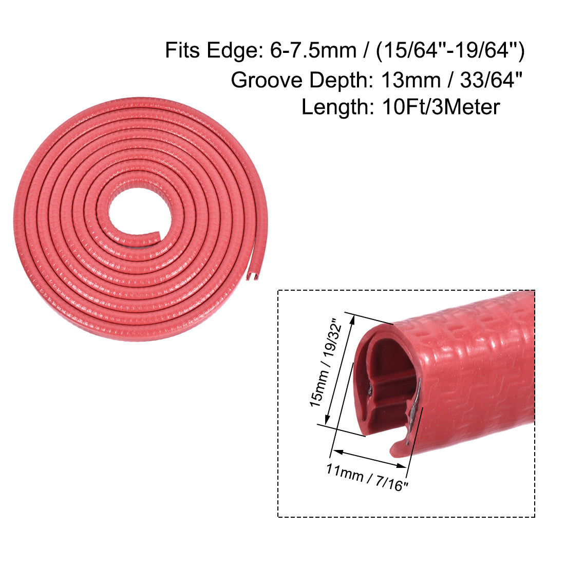 Harfington Red PVC Iron Sheet Protect Trim U-Seal Seal