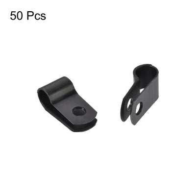 Harfington Uxcell Cable Clips Wire Holder R Type Clamp Fastener 6.4mm for Home Office Cords Management Black 50Pcs