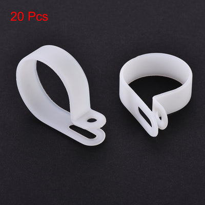 Harfington Uxcell Cable Clips Wire Holder R Type Clamp Fastener 30mm for Home Office Cords Management White 20Pcs