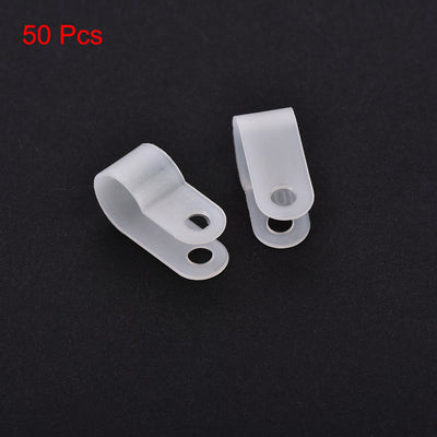 Harfington Uxcell Cable Clips Wire Holder R Type Clamp Fastener 10.4mm for Home Office Cords Management White 50Pcs