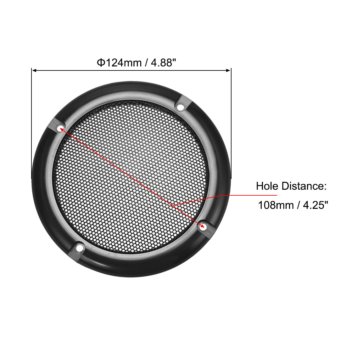 uxcell Uxcell Speaker Grill Cover 4 Inch 124mm Mesh Decorative Circle Subwoofer Guard Protector Black