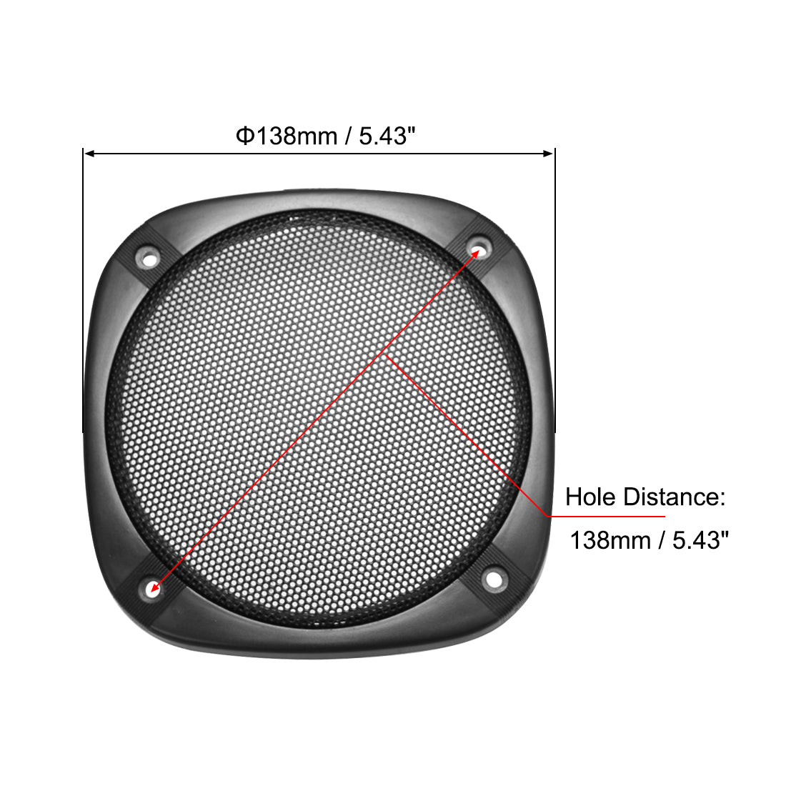 uxcell Uxcell Grill Cover 5 Inch 138mm Mesh Decorative Square Subwoofer Guard Protector Black