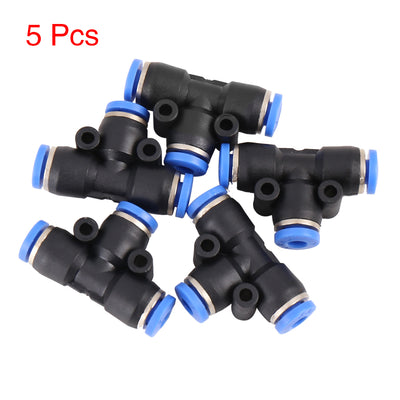Harfington 5pcs Car 4mm Fuel Air Pipe Connectors Hose Fitting Adapters T-Shaped 3 Way