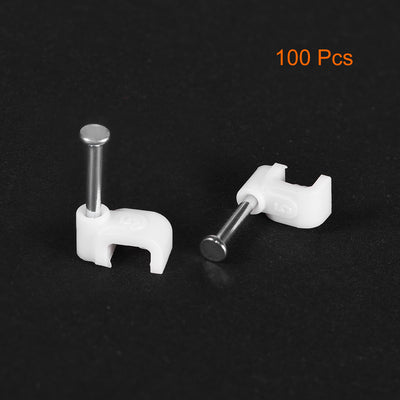 Harfington Uxcell Nail Cable Clips 5mm Clamps Wire Holder Square Fastener for Home Office Cords Management White 100Pcs
