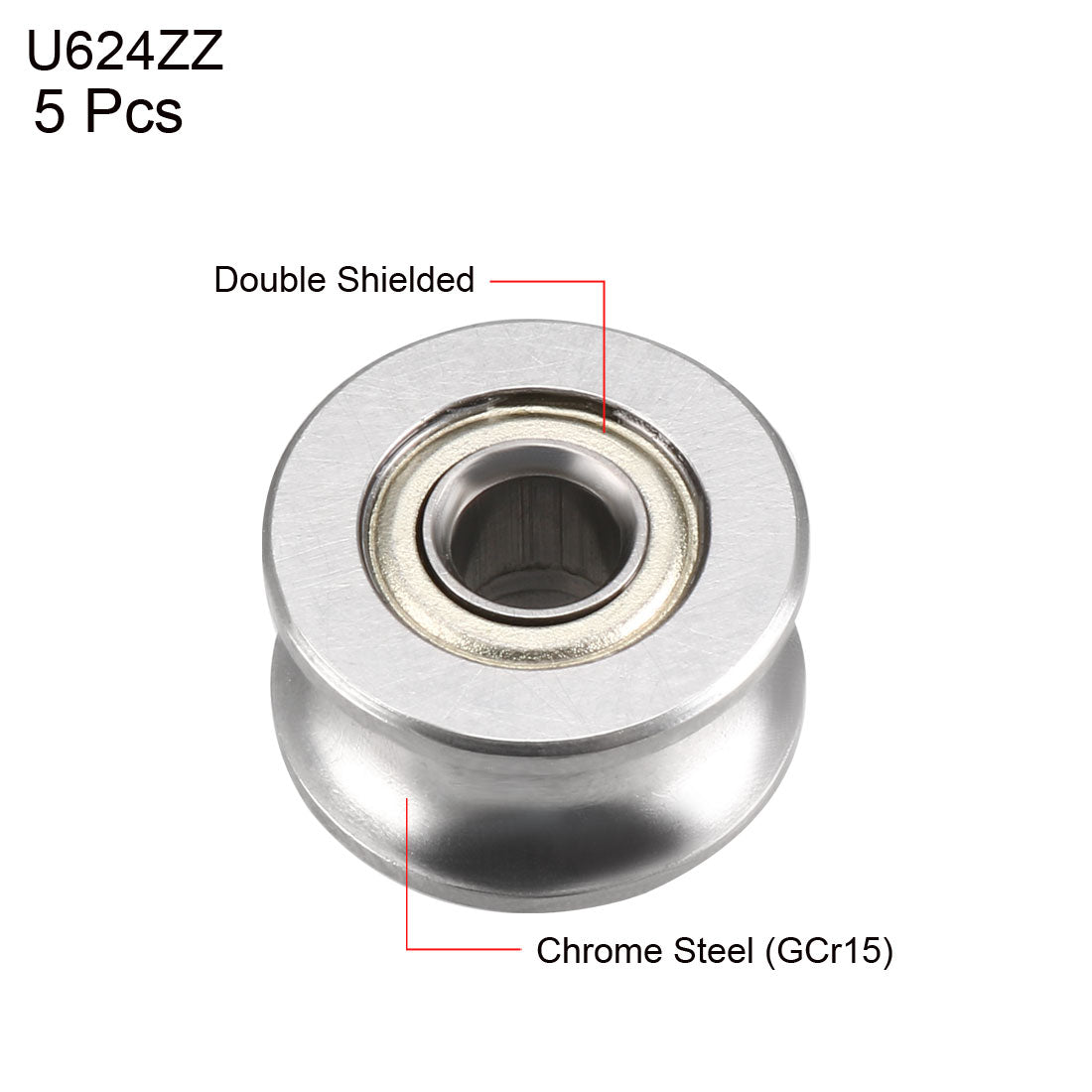 uxcell Uxcell U624ZZ Deep Groove Guide Pulley Rail Ball Bearings 4mmx13mmx7mm Double Metal Shielded (GCr15) Chrome Steel Bearings 5pcs