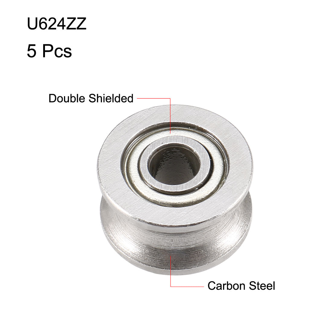 uxcell Uxcell U624ZZ Deep Groove Guide Pulley Rail Ball Bearings 4mmx13mmx7mm Double Metal Shielded Carbon Steel Bearings 5pcs