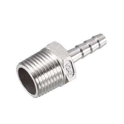 uxcell Uxcell Stainless Steel Barb Hose Fitting Connector 8mm Barbed x G1/2 Male Pipe 3pcs