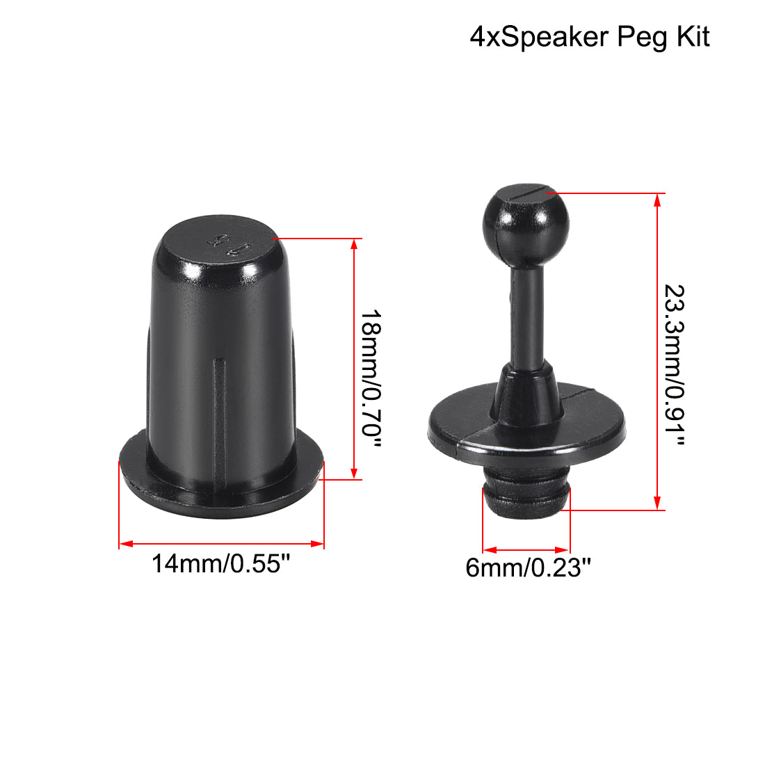 uxcell Uxcell Speaker Small Peg Kit Guides 25.5mm Black Dia 6mm 4 Pairs