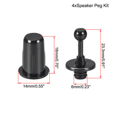 Harfington Uxcell Speaker Small Peg Kit Guides 25.5mm Black Dia 6mm 4 Pairs