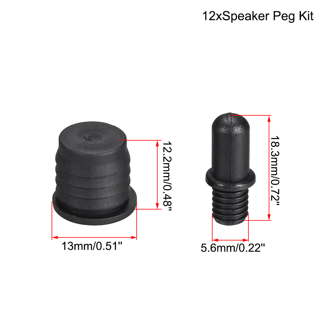 uxcell Uxcell Speaker Small Peg Kit Guides 19.5mm Black Dia 5.6mm 12 Pairs