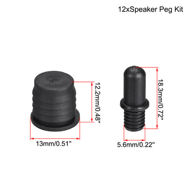 Harfington Uxcell Speaker Small Peg Kit Guides 19.5mm Black Dia 5.6mm 12 Pairs