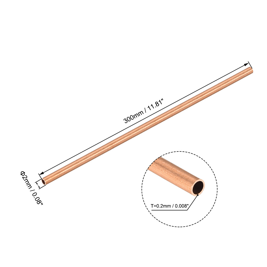 uxcell Uxcell Copper Round Tube, Straight Seamless Pipe Tubing