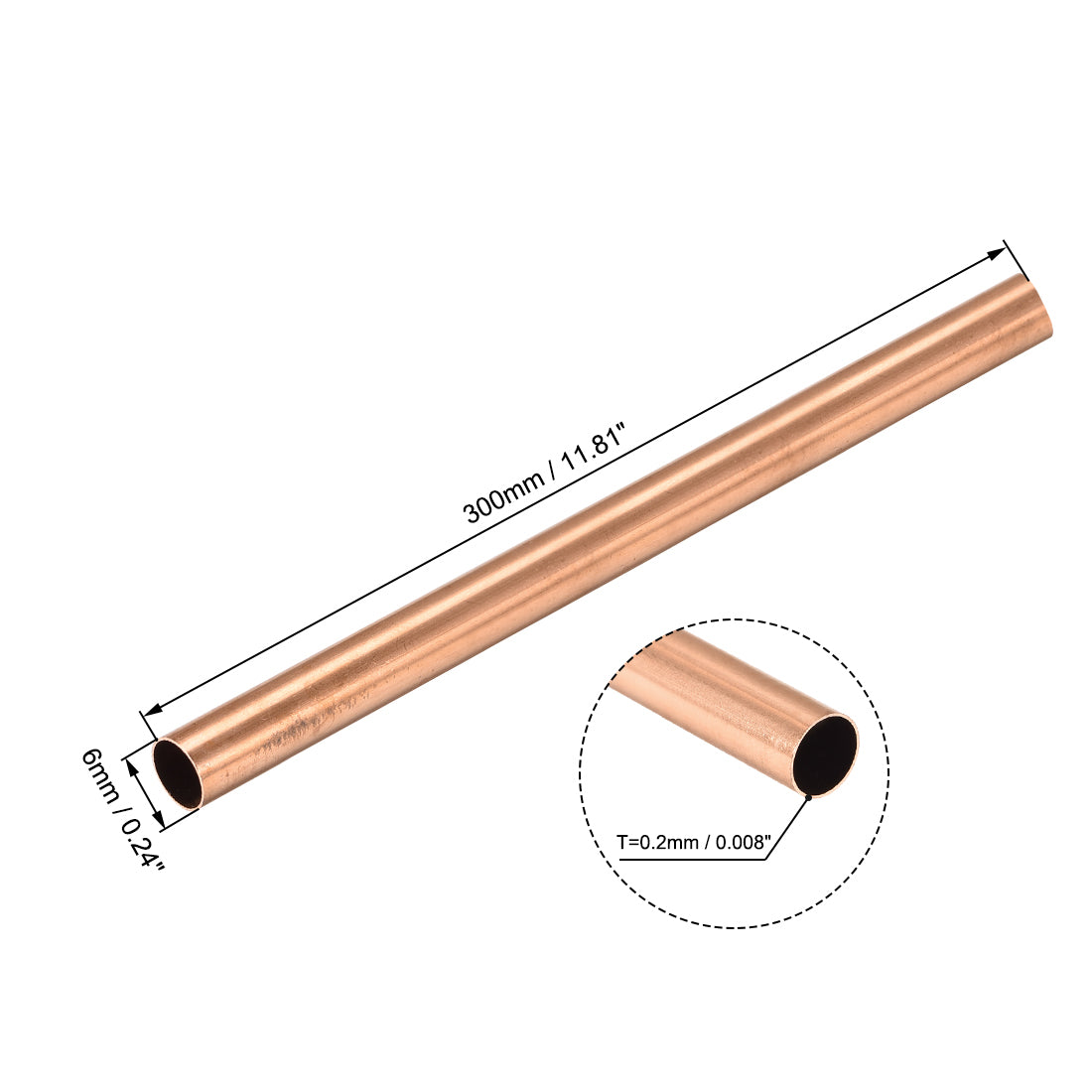 uxcell Uxcell Copper Round Tube Straight Pipe Tubing