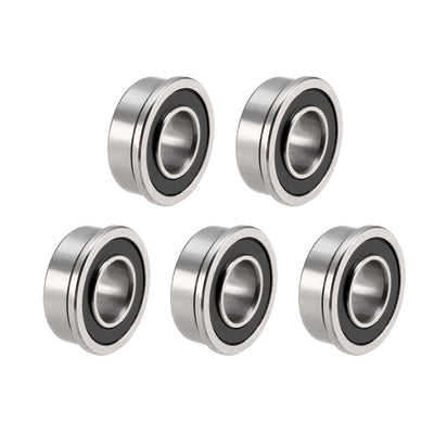 Harfington Uxcell FR188-2RS Flange Ball 1/4"x 1/2"x 3/16" Double Sealed Bearings 5 Pcs
