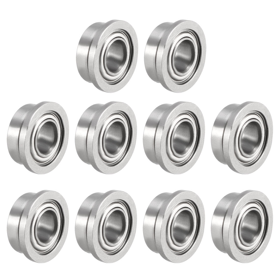 uxcell Uxcell FR144ZZ Flange Ball 1/8"x1/4"x7/64" Double Metal Double Shielded Bearings 10 Pcs