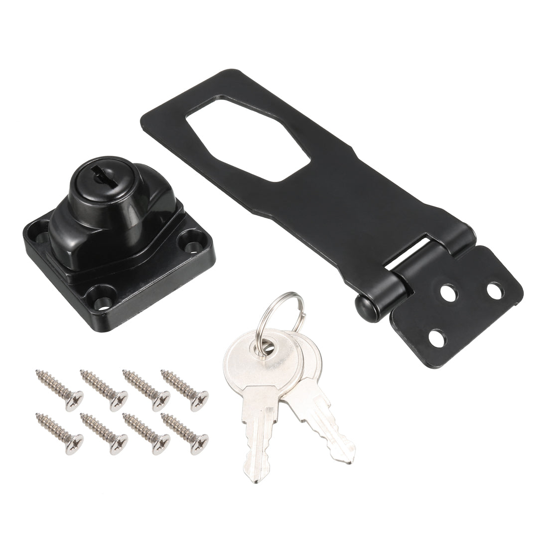 uxcell Uxcell 4-inch Keyed Hasp Locks w Screws for Door Keyed Alike Black