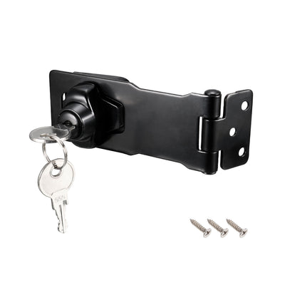 Harfington Uxcell 4-inch Keyed Hasp Locks w Screws for Door Keyed Alike Black