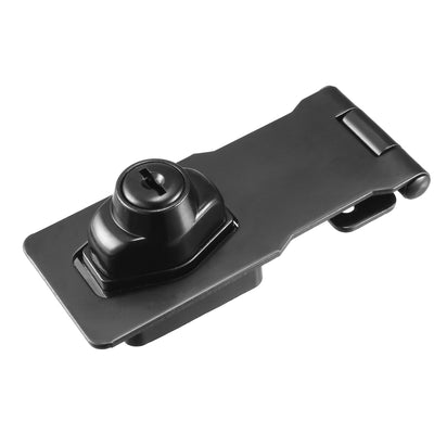 Harfington Uxcell 4-inch Keyed Hasp Locks w Screws for Door Keyed Alike Black 2Pcs