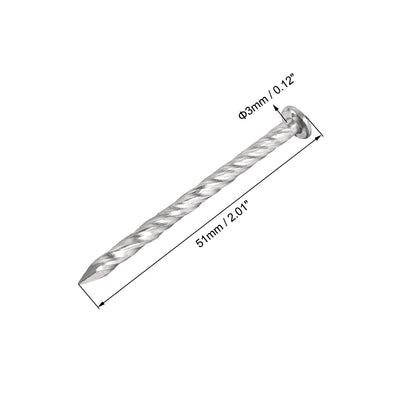 Harfington Uxcell Spiral Deck Nails Stainless Steel Nail Spiral Shank 51mmx3mm(LxD) , 50 Pcs