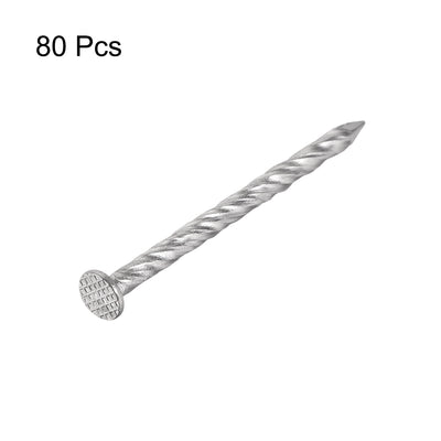 Harfington Uxcell Spiral Deck Nails Stainless Steel Nail Spiral Shank 51mmx3mm(LxD) , 80 Pcs