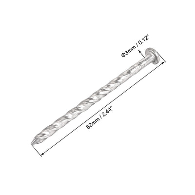 Harfington Uxcell Spiral Deck Nails Stainless Steel Nail Spiral Shank 62mmx3mm(LxD) , 50 Pcs