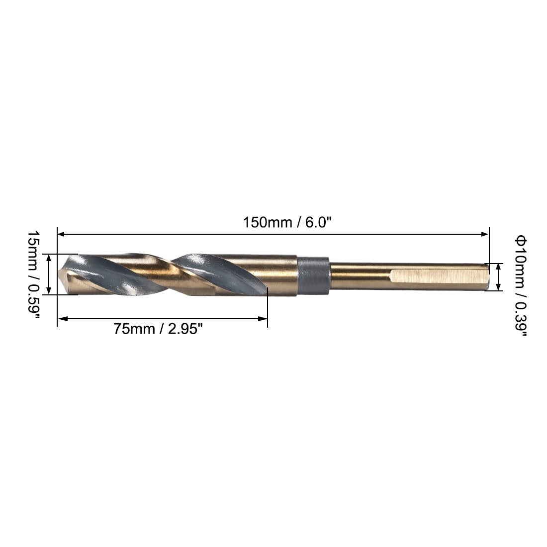 Uxcell Uxcell Reduced Shank Twist Drill Bits 18.5mm HSS 4341 with 10mm Shank 1 Pcs